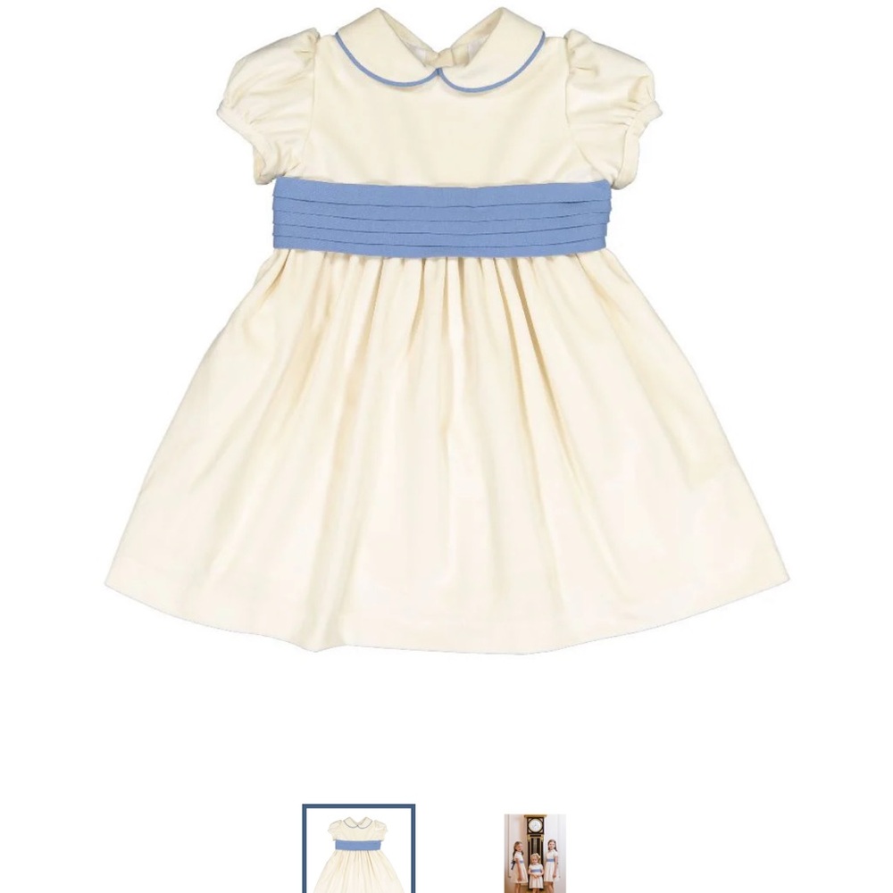 Sal & Pimenta Cream Velvet and French Blue Dress Holiday Perfect